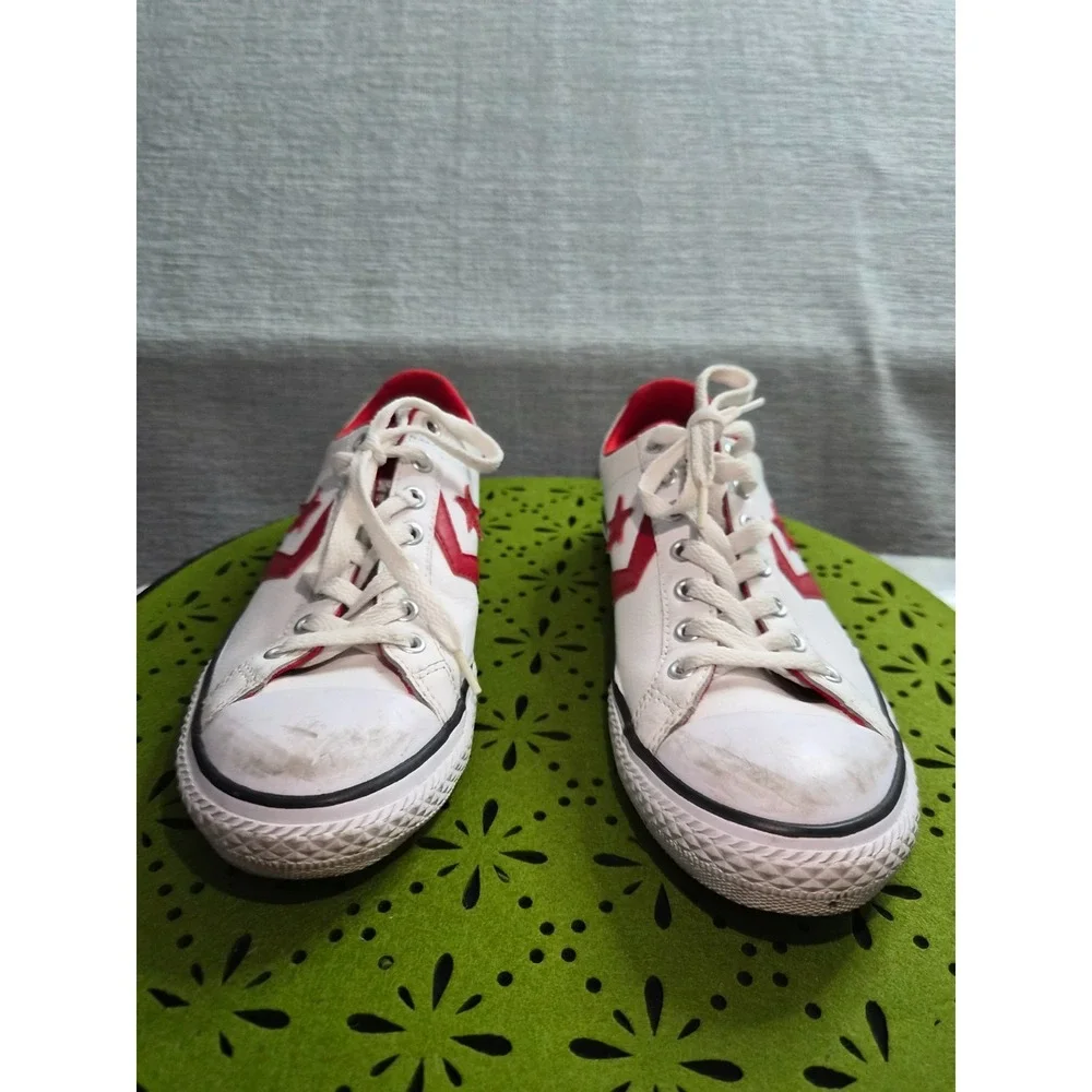 Converse Star Player Ev Ox 656145C Boys US 5 Trainers Shoes White Red Sneakers